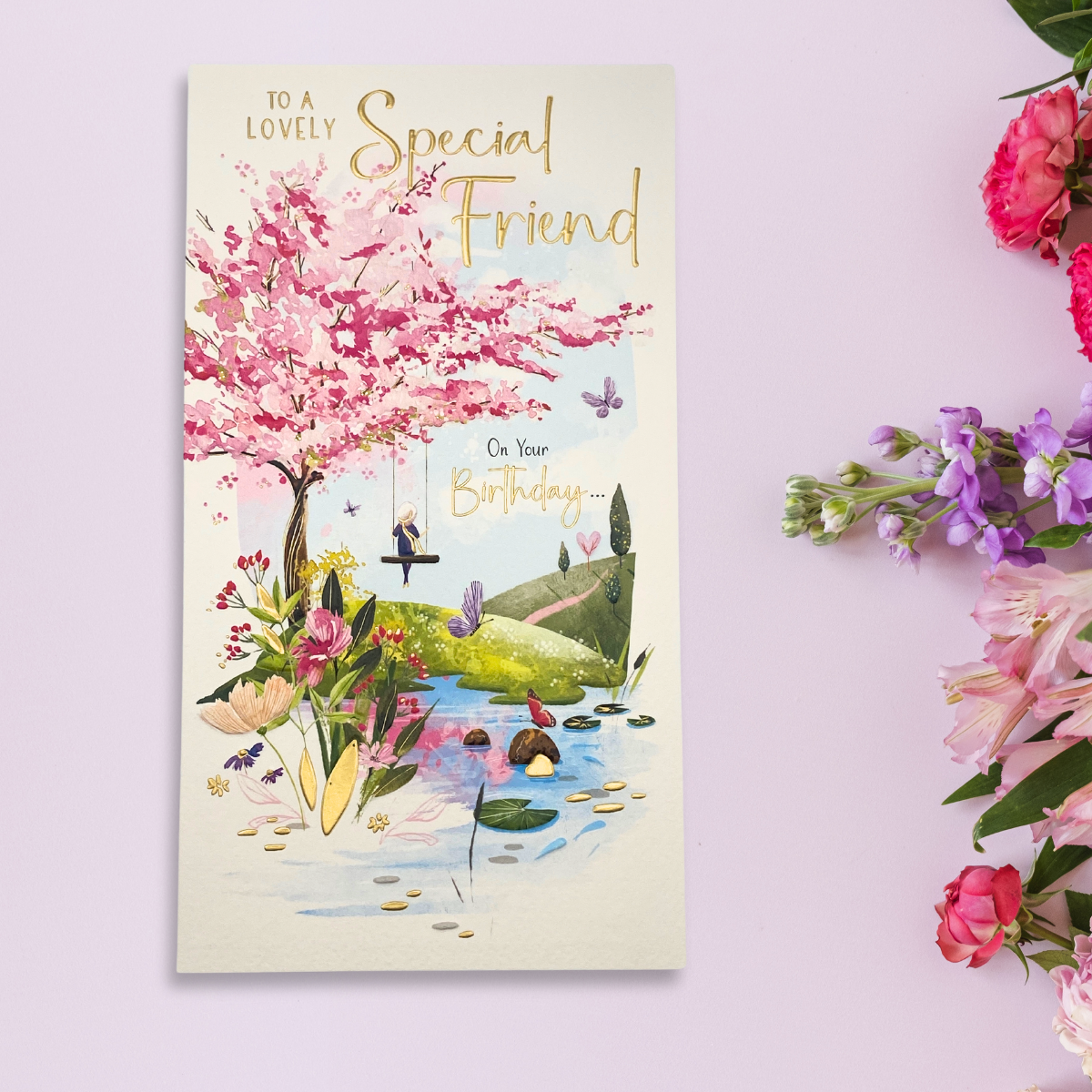 Friend Birthday Card - Day Dreams Cherry Blossom & Swing