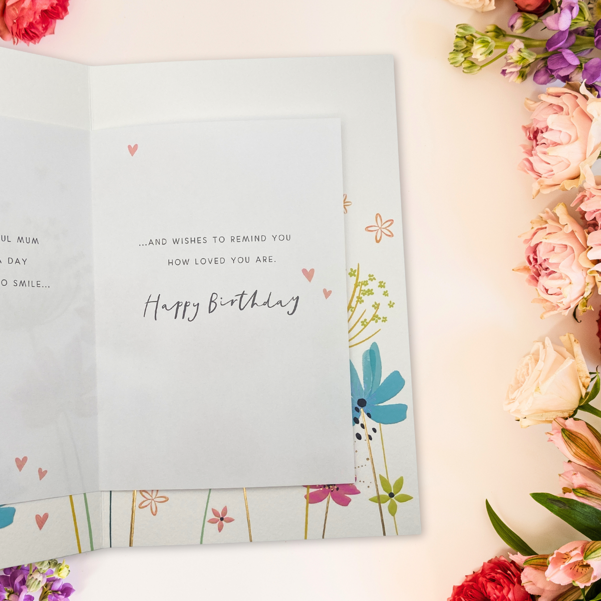 Mum Birthday Card - Embossed Flowers