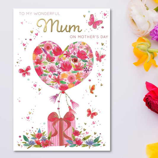 Mum Mother's Day Card - Floral Balloon