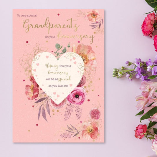 Grandparents Anniversary Card - Sentiments Floral Heart