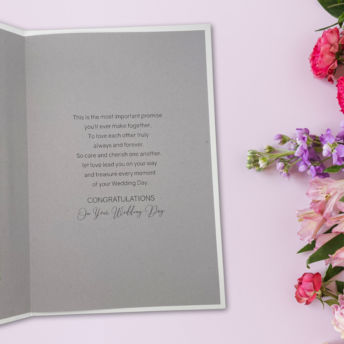 Son & Daughter-In-Law Wedding Day Card - Grace Flowers & Flutes