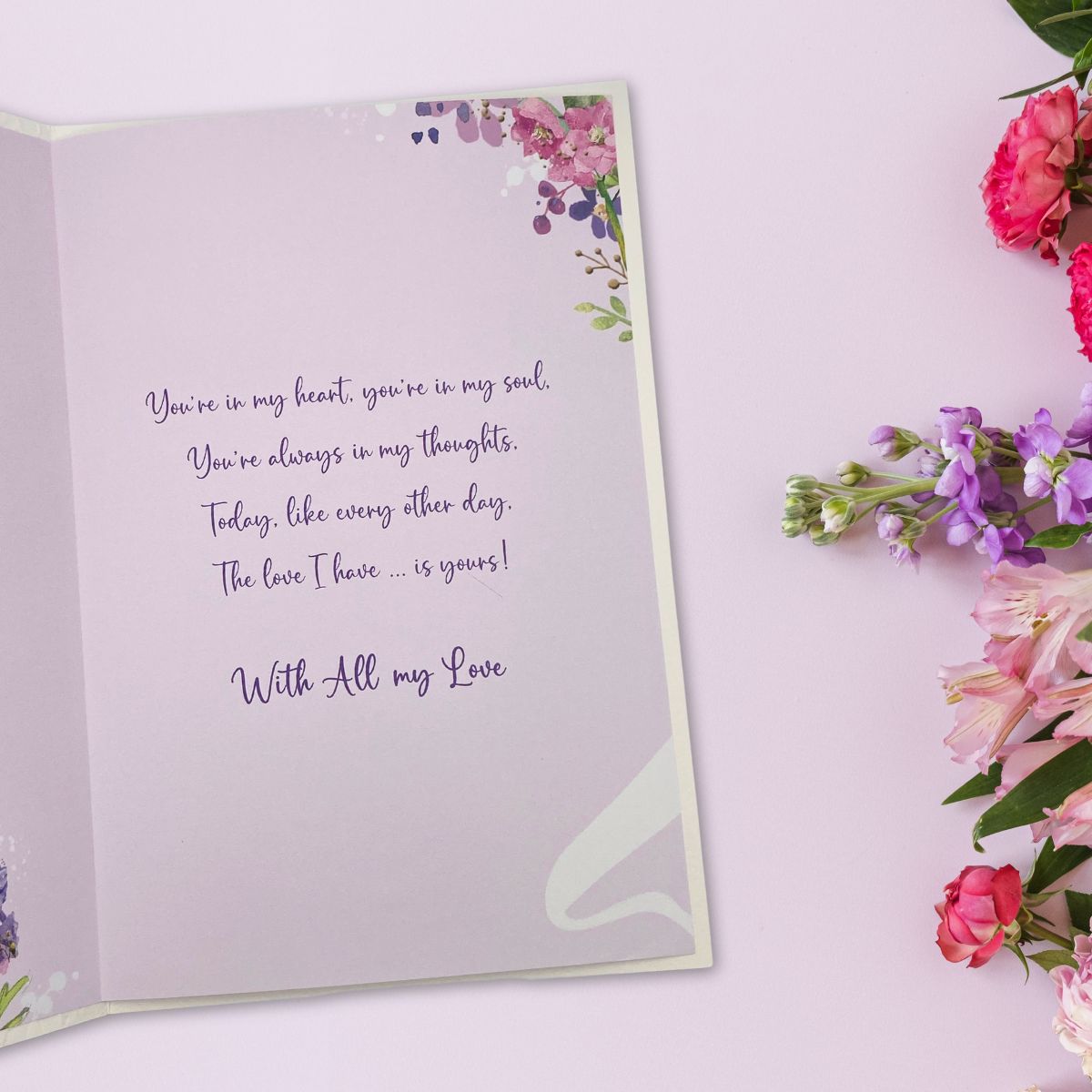 Wife Birthday Card - Blossom Floral Border