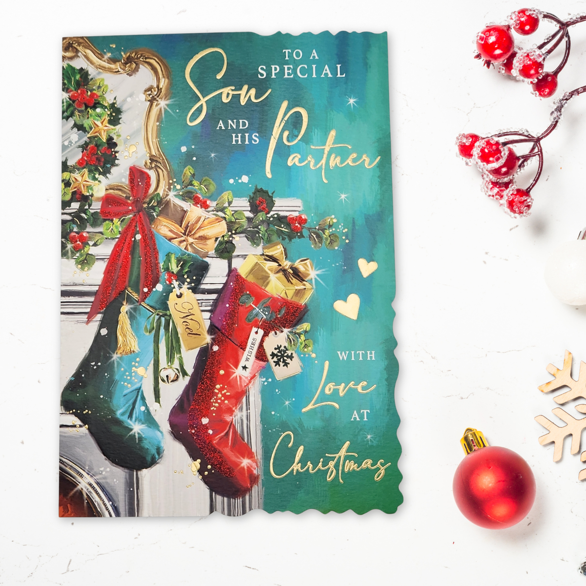 Son & Partner Christmas Card - Velvet Gallery Stockings