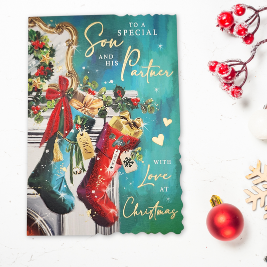 Son & Partner Christmas Card - Velvet Gallery Stockings