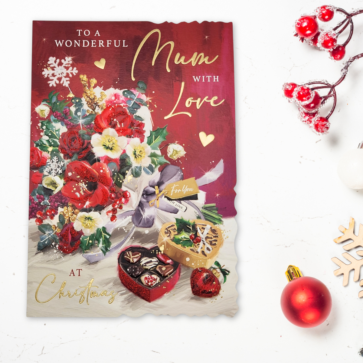 Mum Christmas Card - Velvet Gallery Chocolates & Flowers