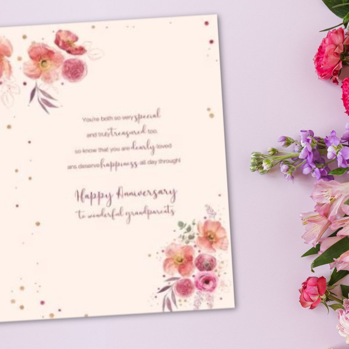 Grandparents Anniversary Card - Sentiments Floral Heart