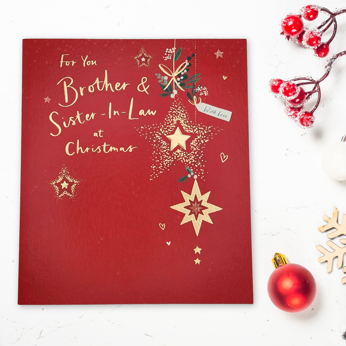 Brother & Sister-in-Law Christmas Card - Gold Stars