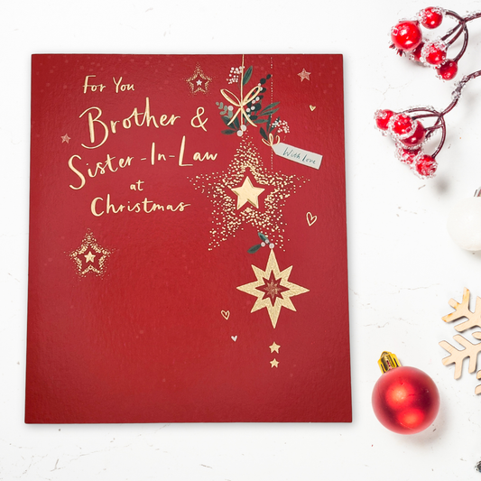 Brother & Sister-in-Law Christmas Card - Gold Stars