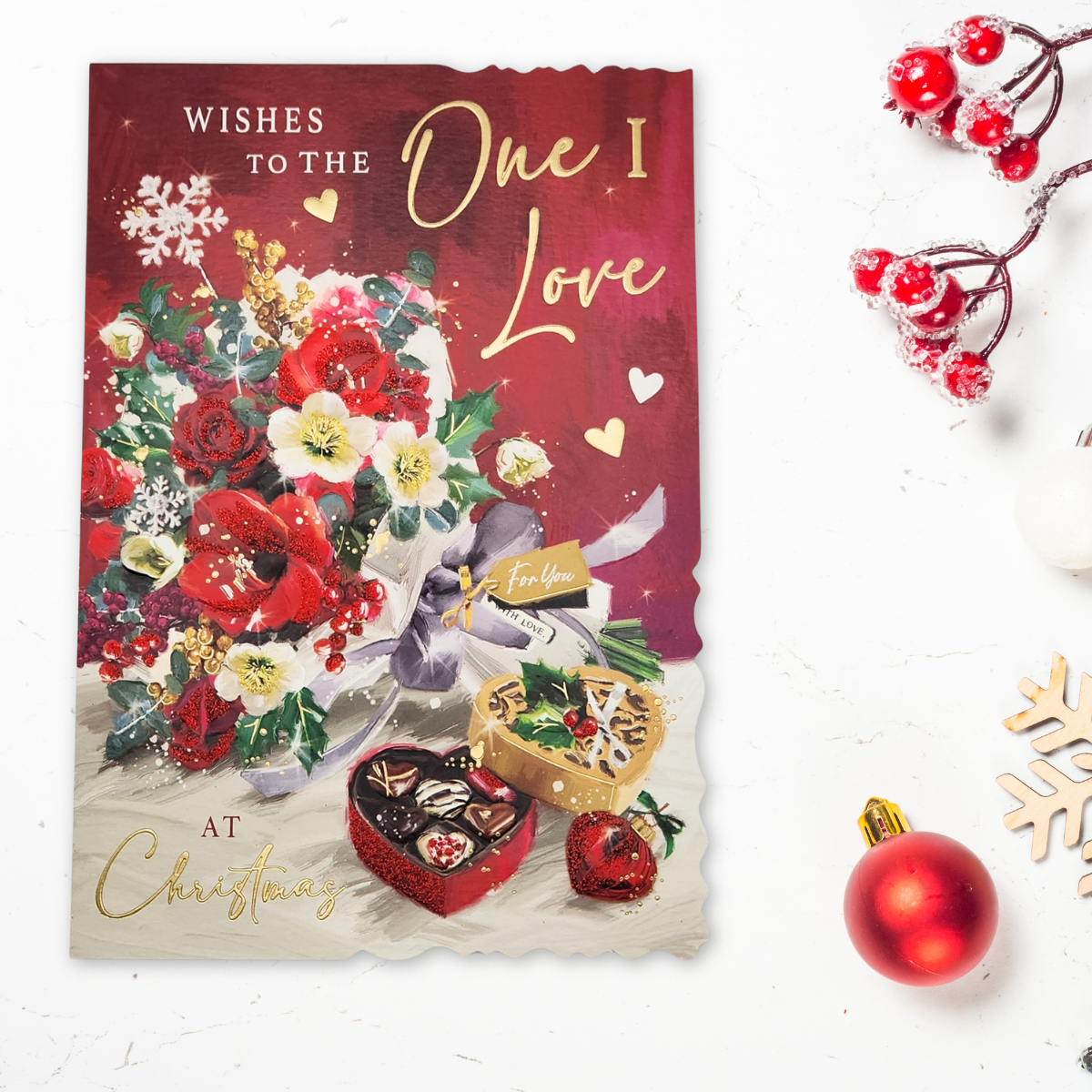 One I Love Christmas Card - Velvet Gallery Flowers & Chocolates