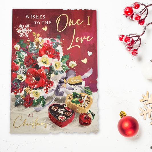 One I Love Christmas Card - Velvet Gallery Flowers & Chocolates