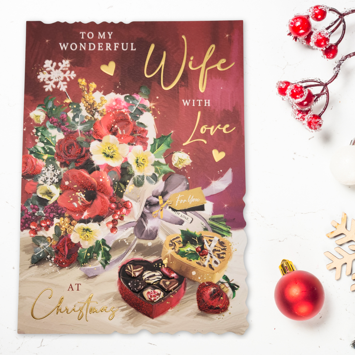 Wife Large Christmas Card - Velvet Gallery Flowers & Gifts