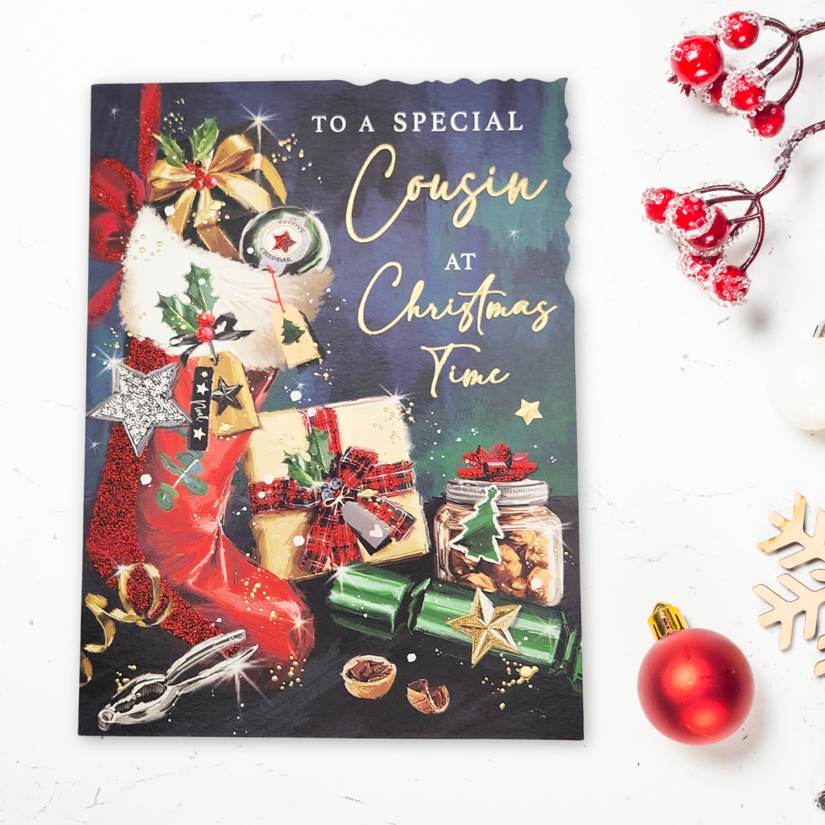 Cousin Christmas Card - Velvet Gallery Stocking