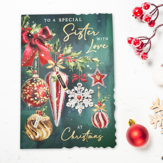 Sister Christmas Card - Velvet Gallery Baubles