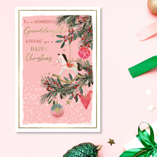 Granddaughter Christmas Card - Hot Chocolate Snowman