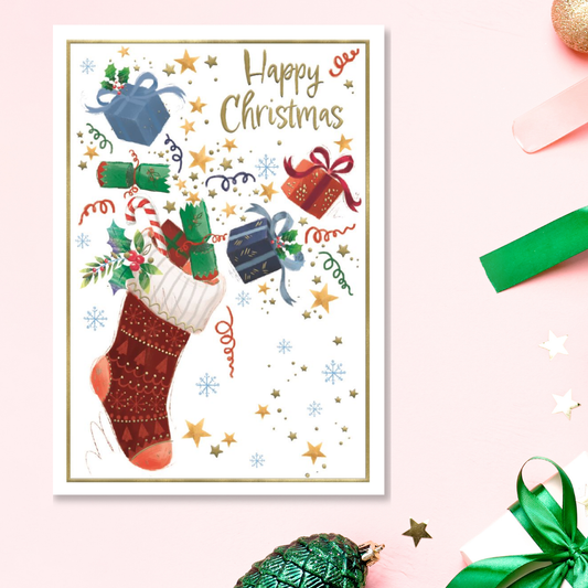 Open Christmas Card - Awash With Colour Stocking