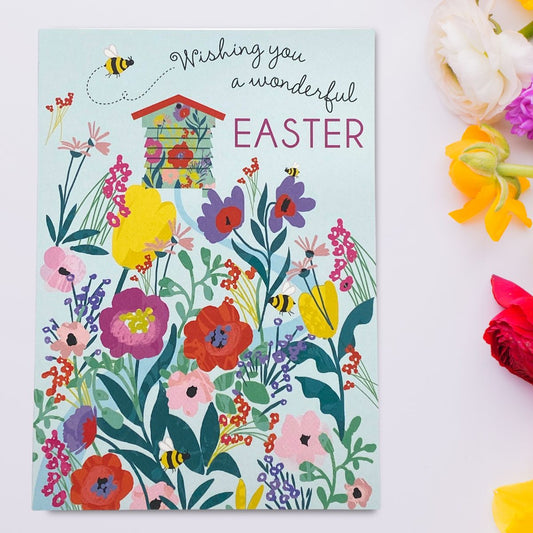 Open Easter Card - Flowers & Hive