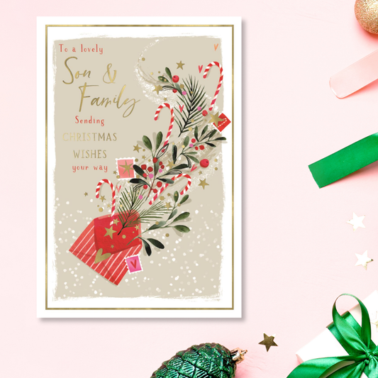 Son & Family Christmas Card - Skylight Floral Envelope