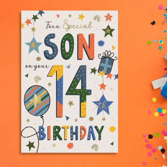 Son 14th Birthday Card - Wonderful Wishes Text