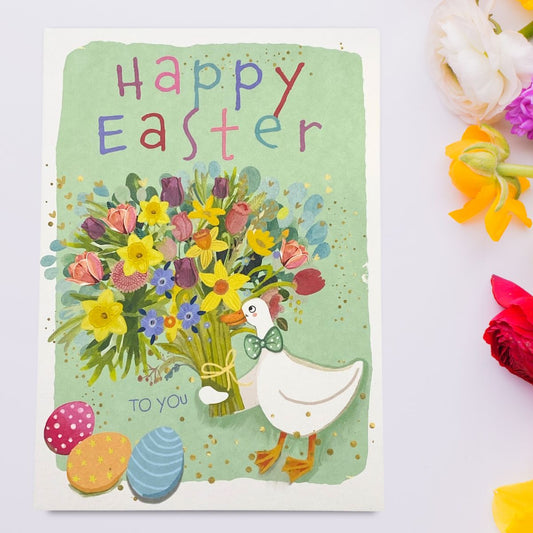 Open Easter Card - Duck Bouquet