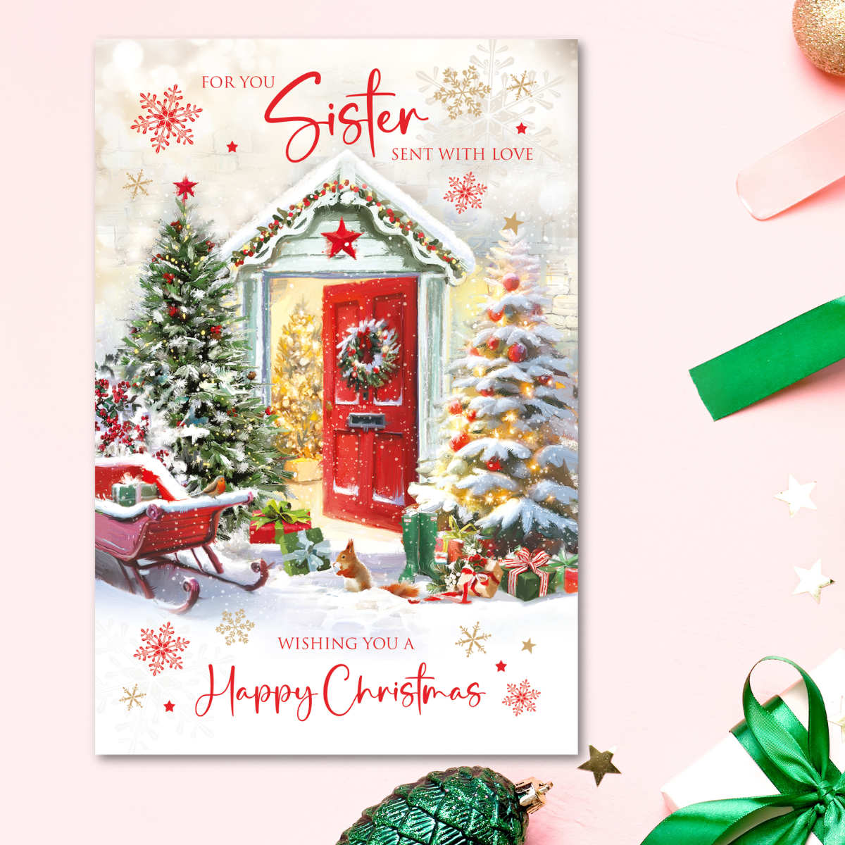 Sister Christmas Card - Red Front Door