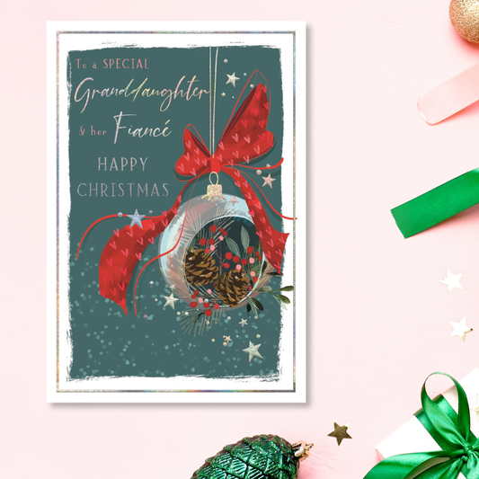 Granddaughter & Fiancé Christmas Card - Skylight Bauble