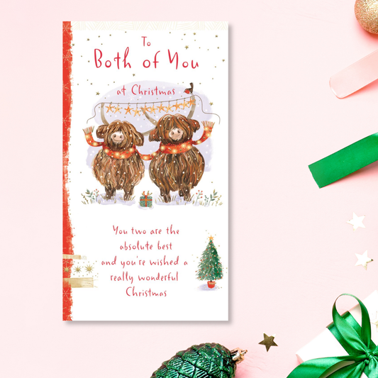 Both Of You Christmas Card - Highland Cows