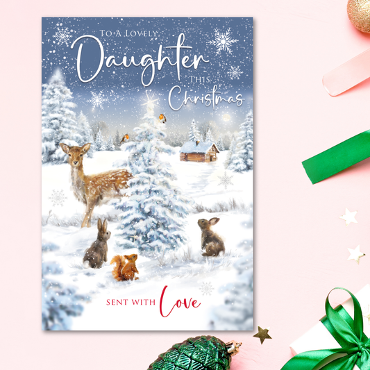 Daughter Christmas Card - Woodland Tree