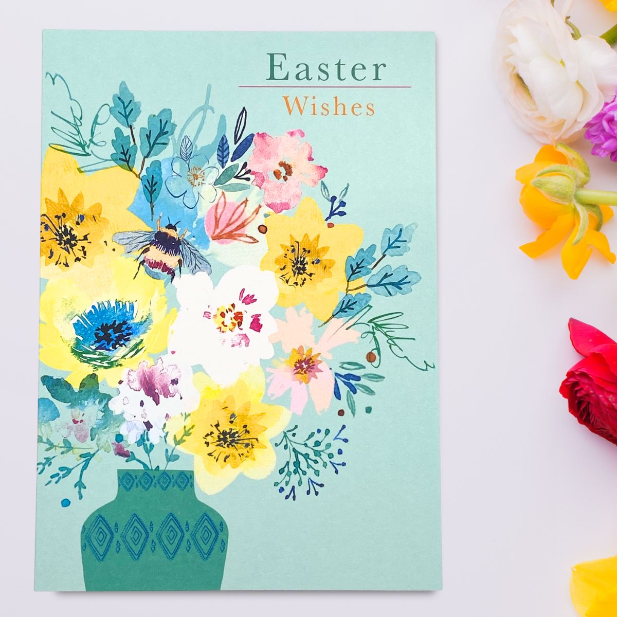Open Easter Card - Vase Of Flowers