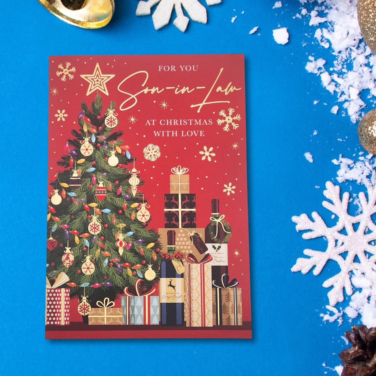 Son In-Law Large Christmas Card - Wine & Gifts