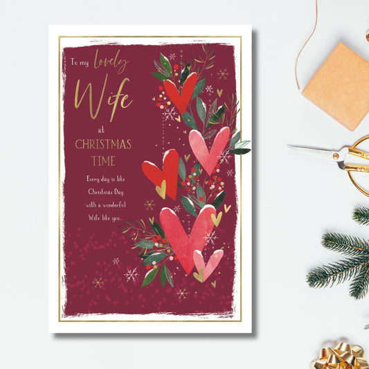 Wife Large Christmas Card - Skylight Hearts