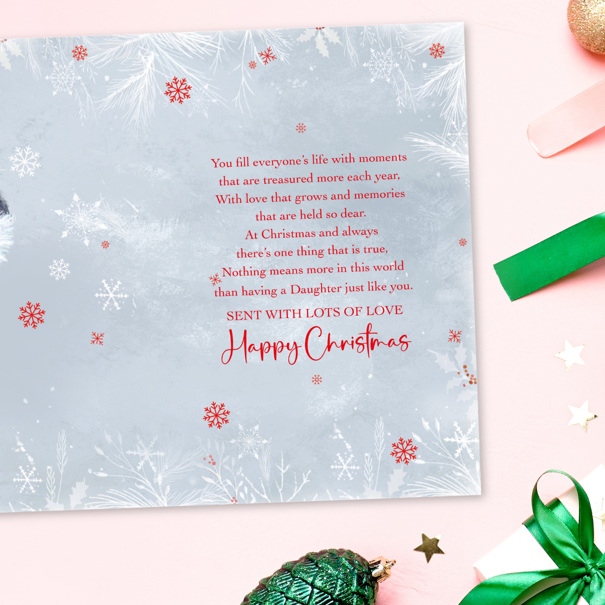 Daughter Christmas Card - Kitten & Stocking