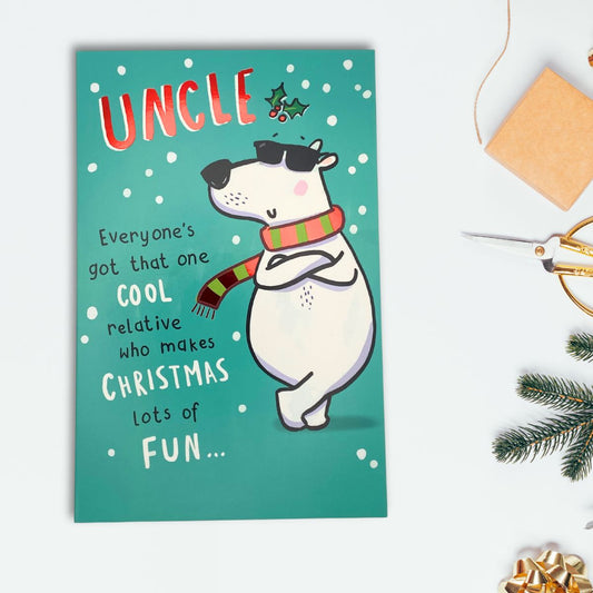Uncle Christmas Card - Cool Polar Bear