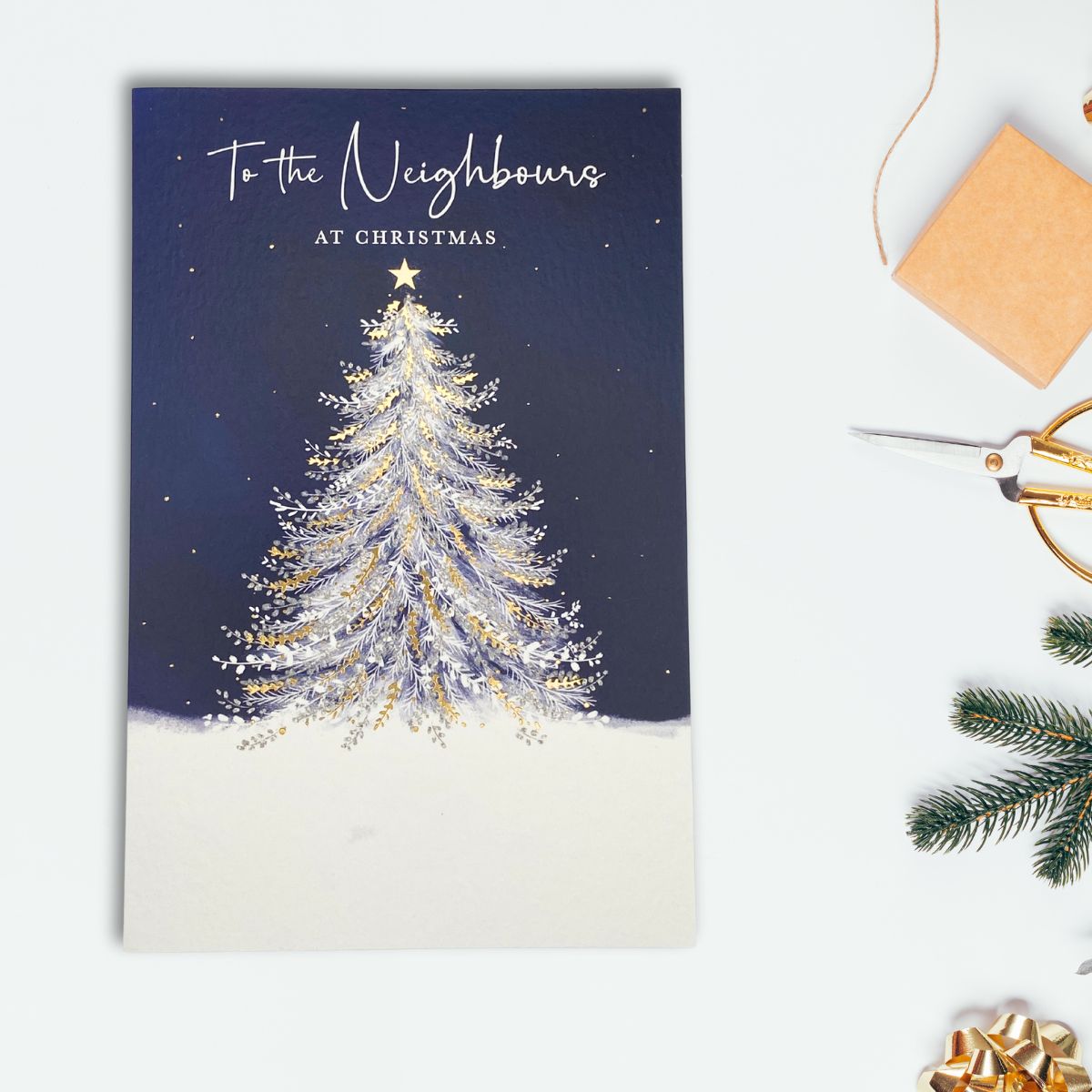 Neighbours Christmas Card - Snowy Tree