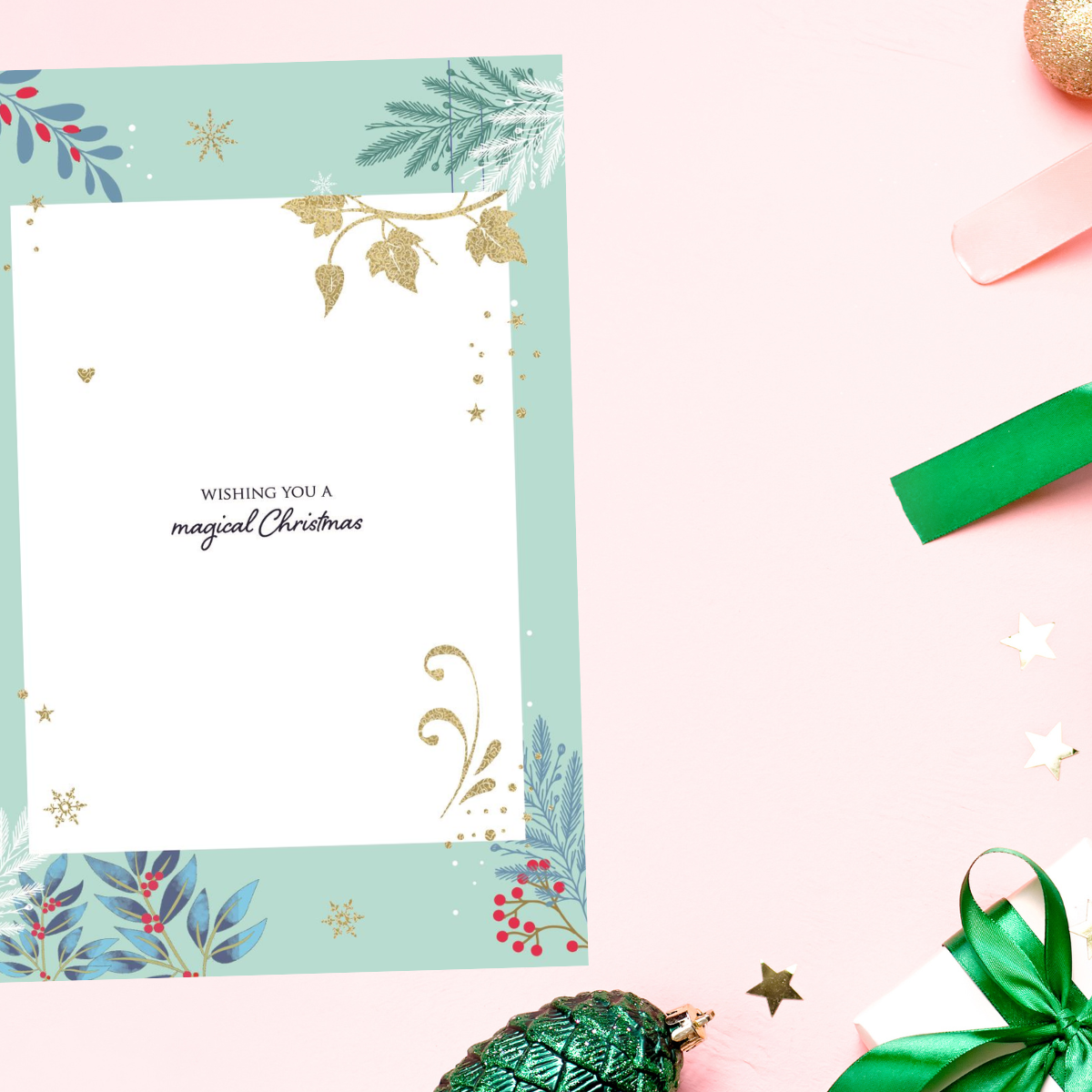 Friend Christmas Card - Joy Floral Border