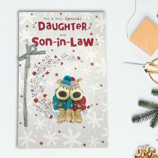 Daughter & Son-In-Law Christmas Card - Boofle Raffia Ribbon
