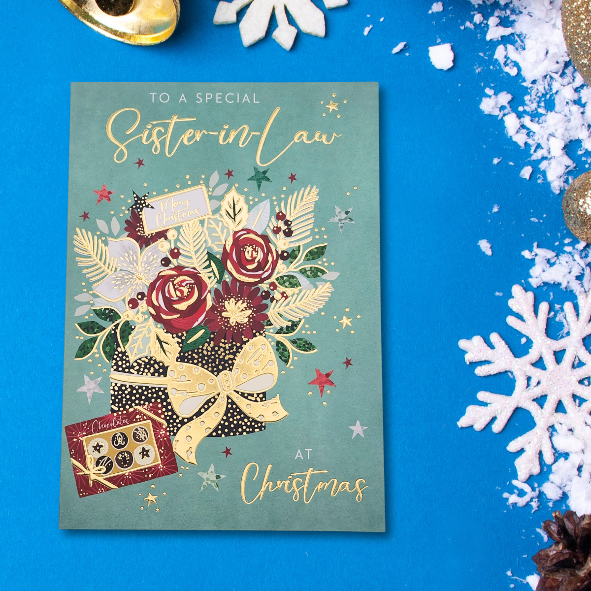Sister-In-Law Christmas Card - Floral Envelope