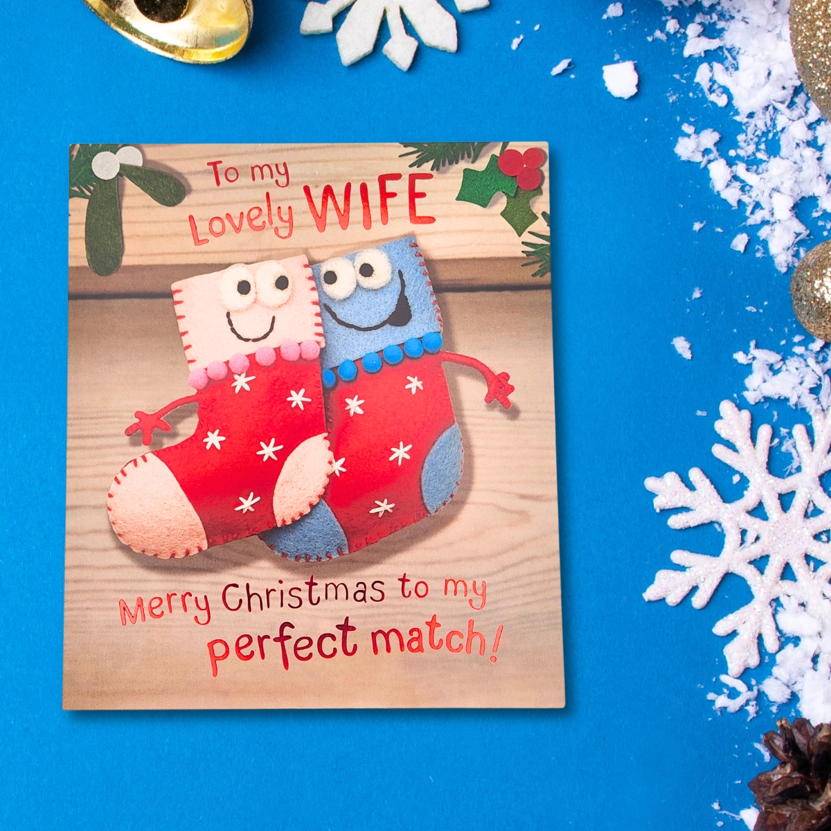 Wife Christmas Card - Felt Stocking