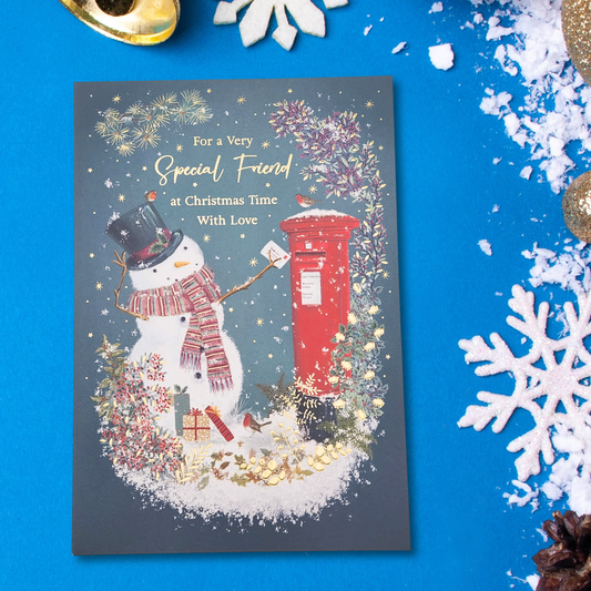 Friend Christmas Card - Snowman & Postbox