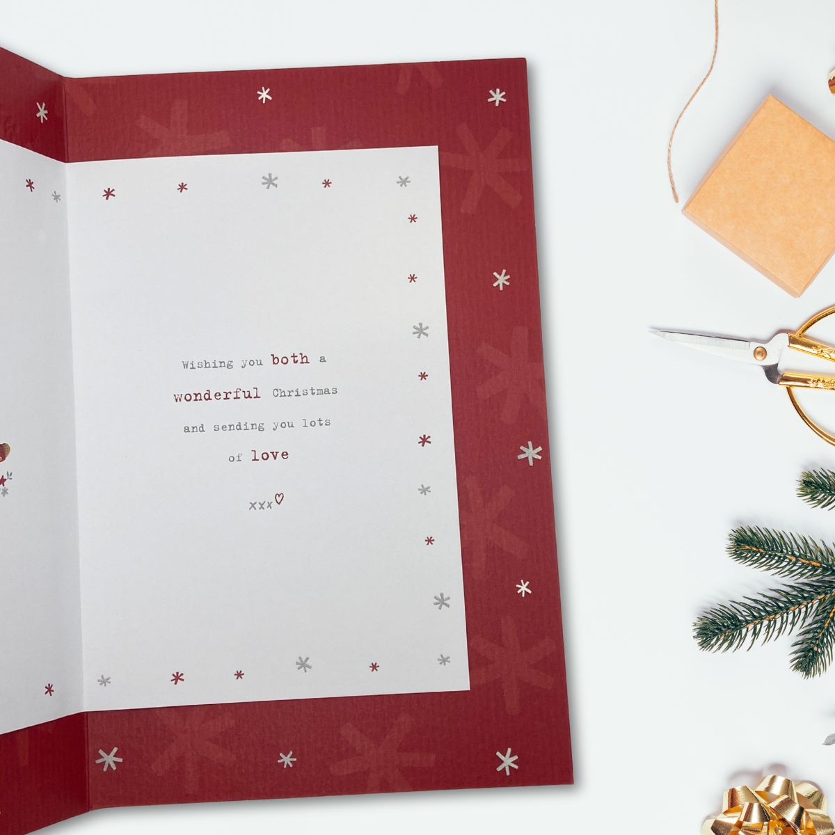 Daughter & Son-In-Law Christmas Card - Boofle Raffia Ribbon