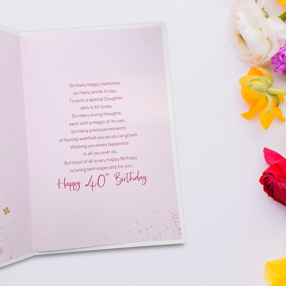 Daughter 40th Birthday Card - Cake & Balloons