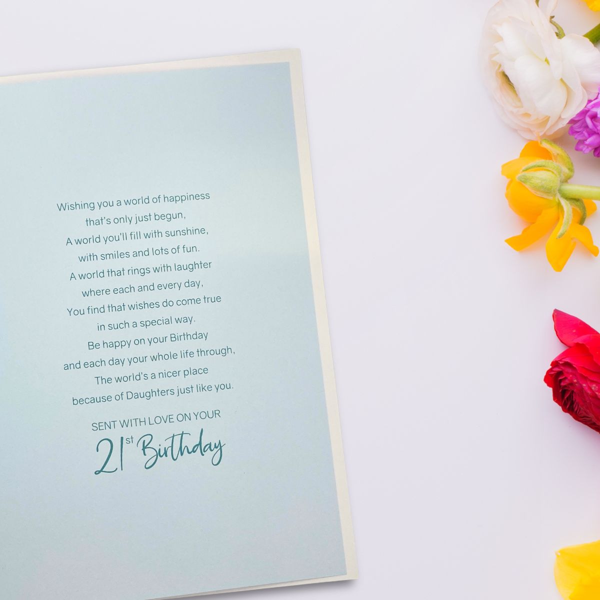 Daughter 21st Birthday Card - Balloons & Gift