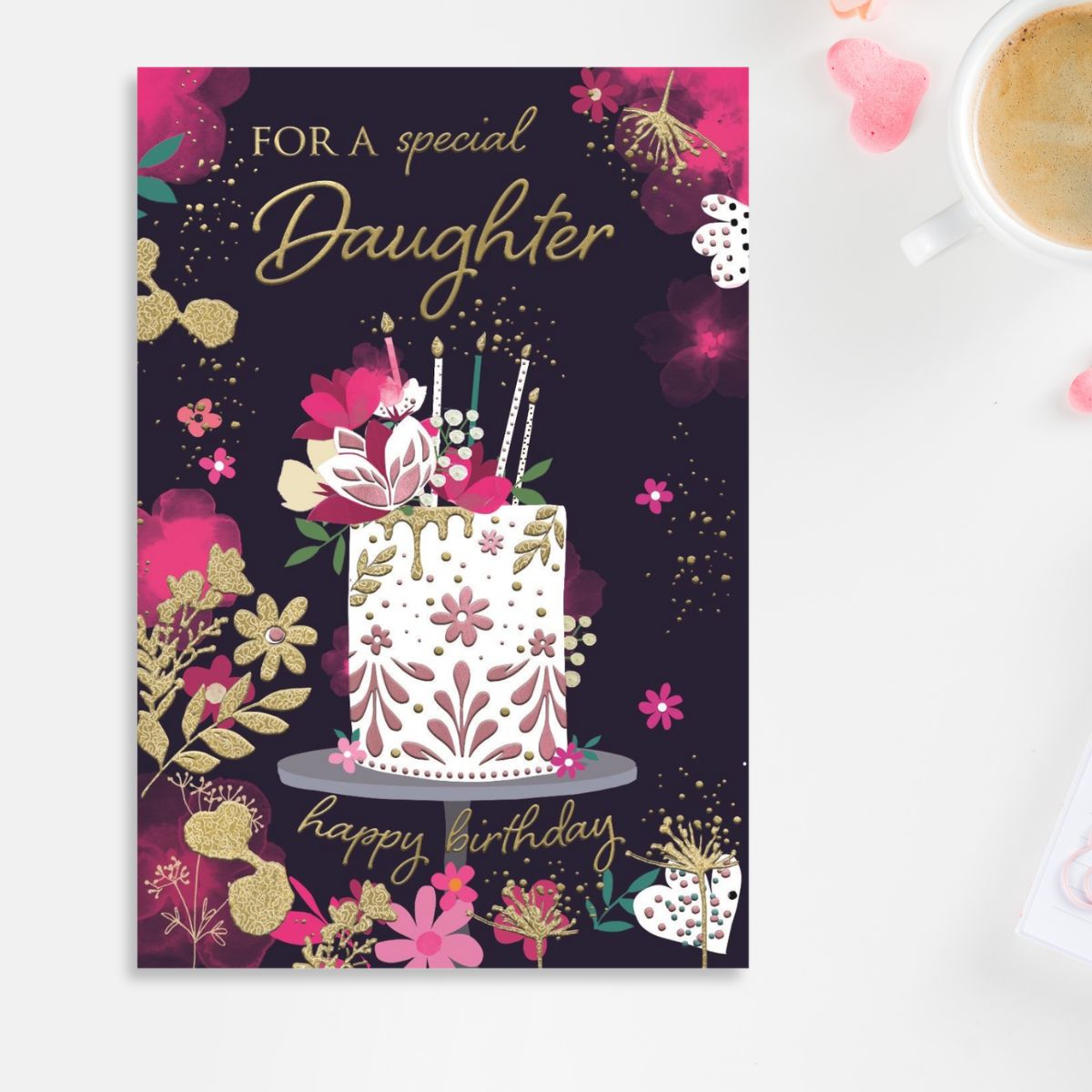 Daughter Birthday Card - Joy Floral Cake