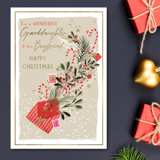 Granddaughter & Boyfriend Christmas Card - Skylight Floral Envelope