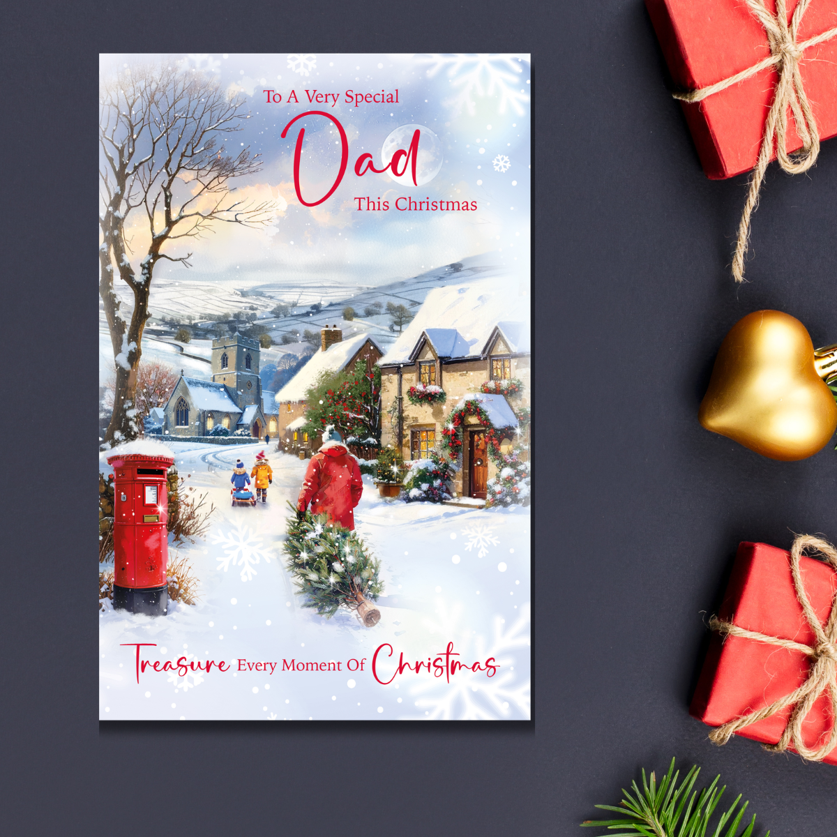 Dad Christmas Card - Bringing Home The Tree