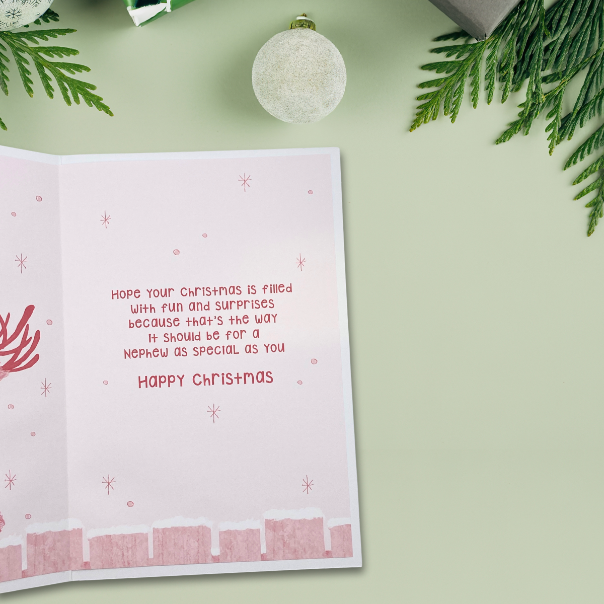 Nephew Christmas Card - Woolly Hat Reindeer