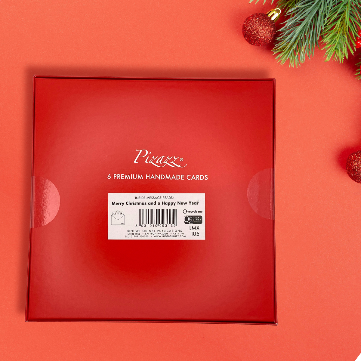 6 x Christmas Cards In Box - Pizazz Premium Handmade Robins