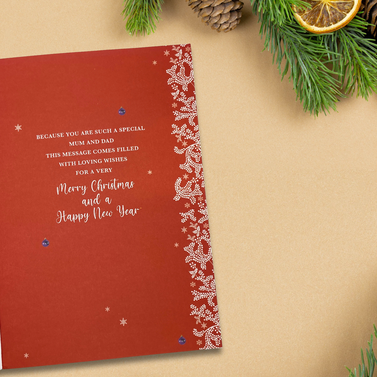 Mum & Dad Christmas Card - Pizazz Golden Tree