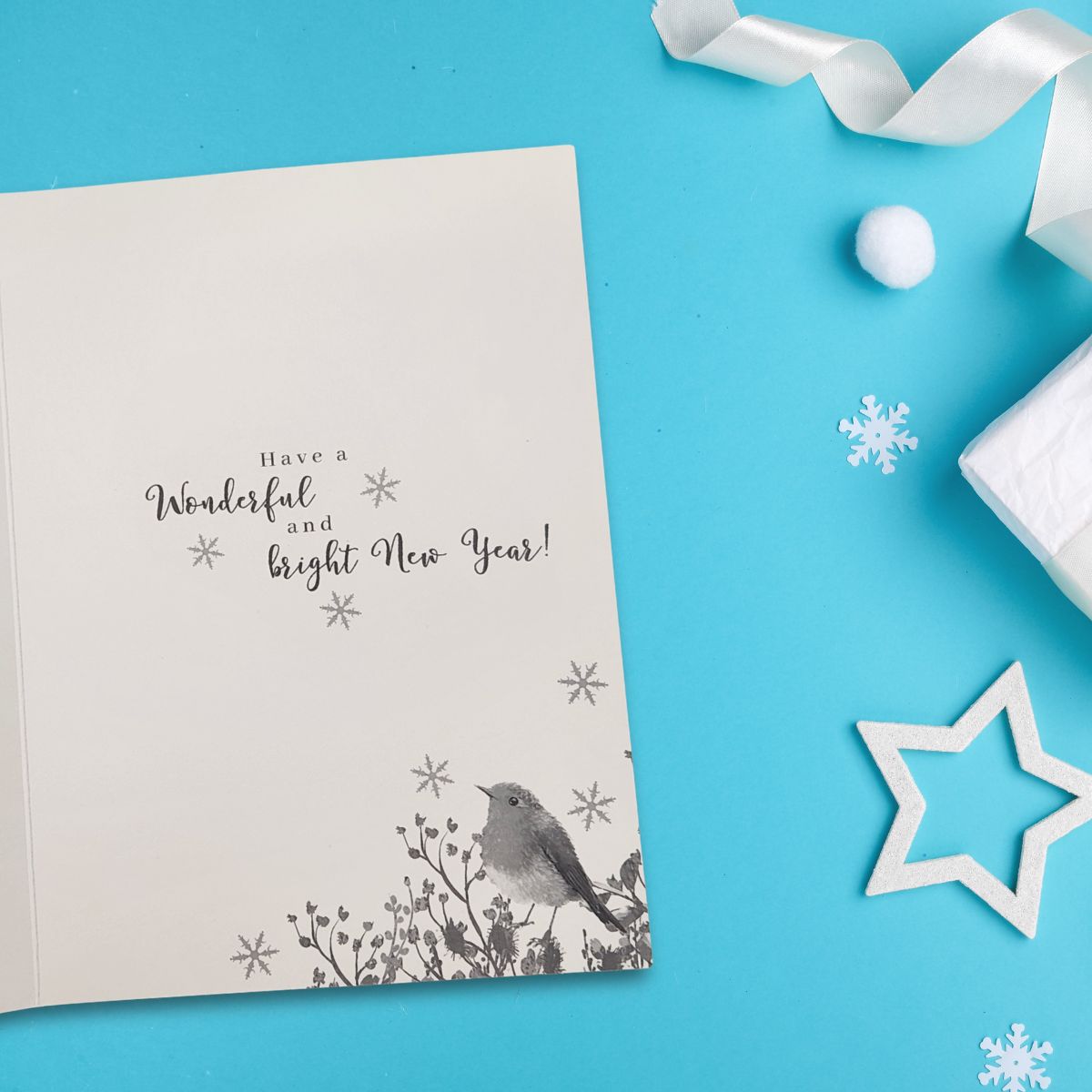 Both Of You Christmas Card - Decoupage Robin On Lantern