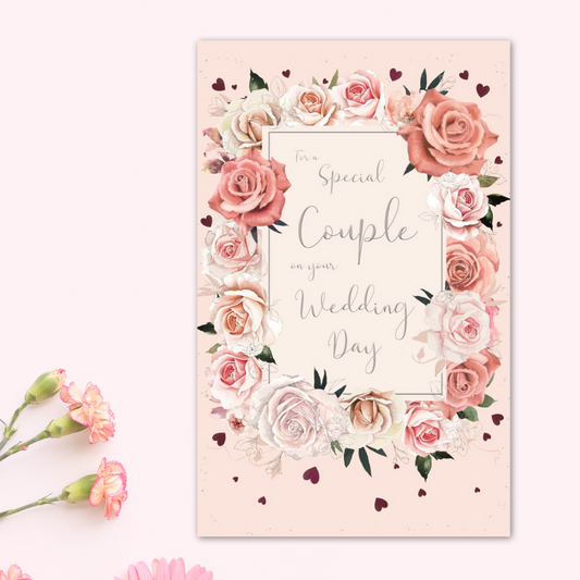 Wedding Day Card - Special Couple Large Roses
