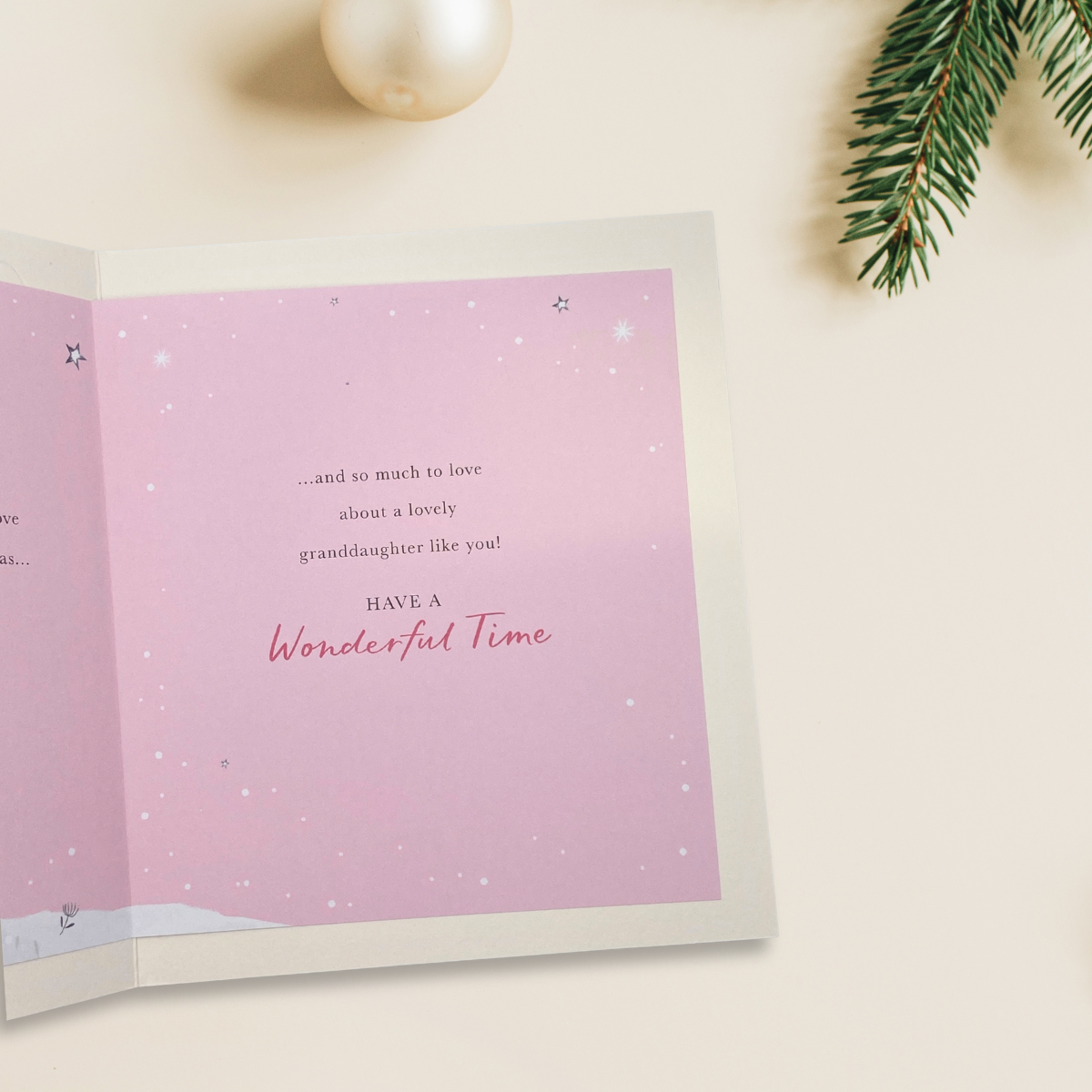 Granddaughter Christmas Card - Penguin Snowglobe